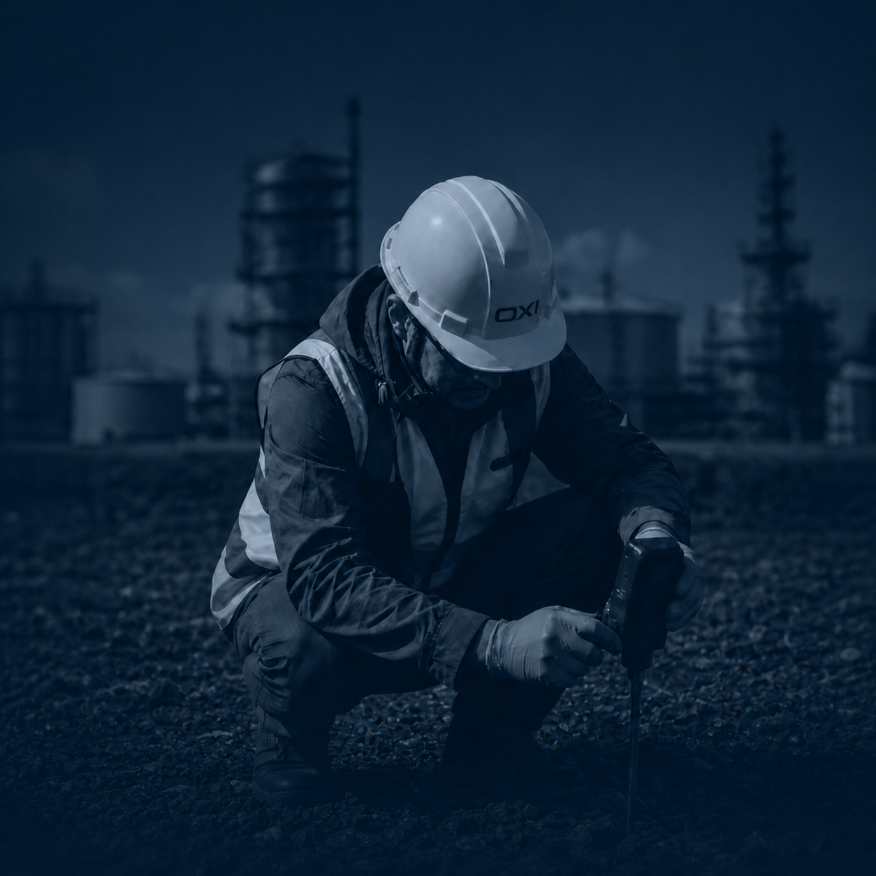 Técnico em campo realizando investigação ambiental