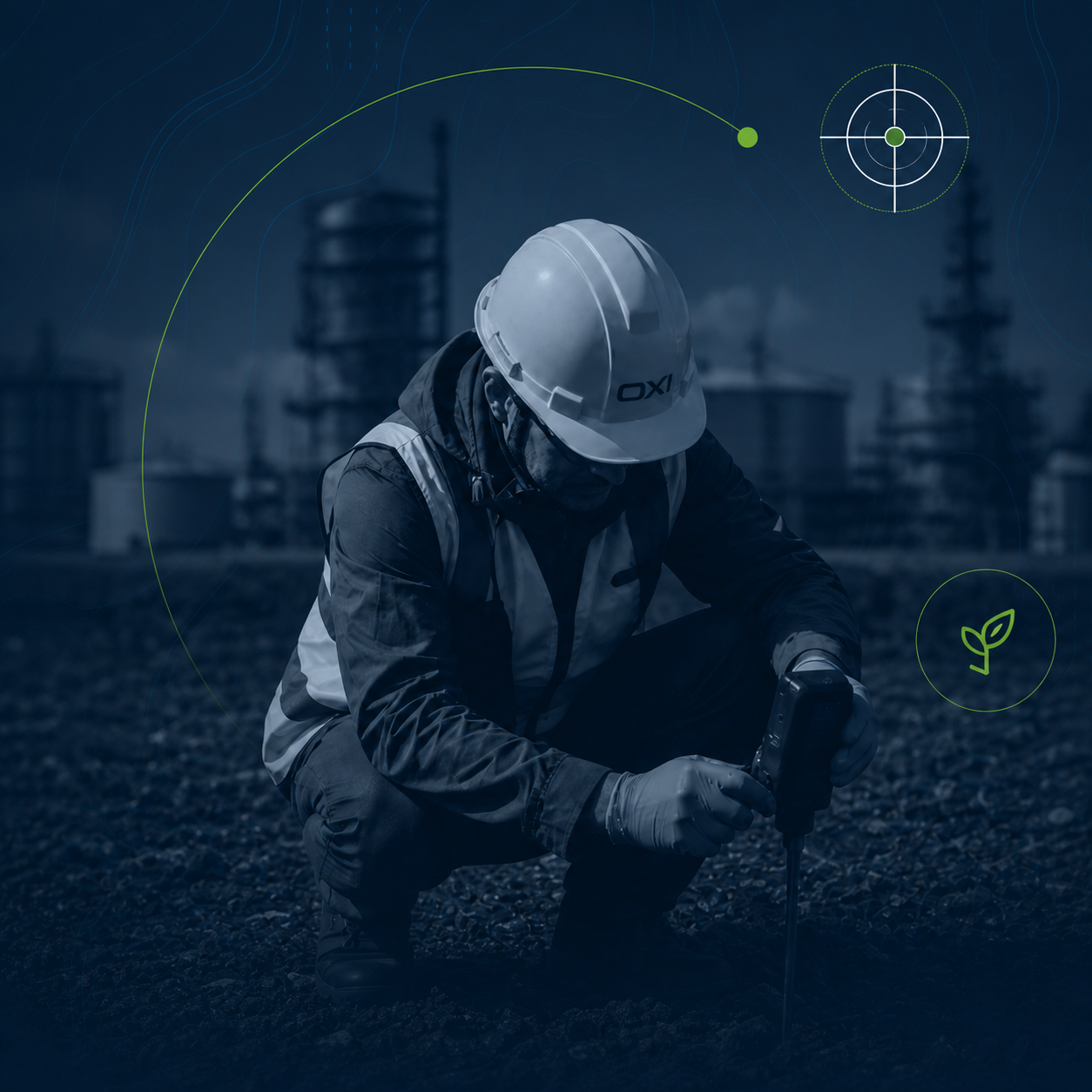 Técnico em campo realizando avaliação ambiental