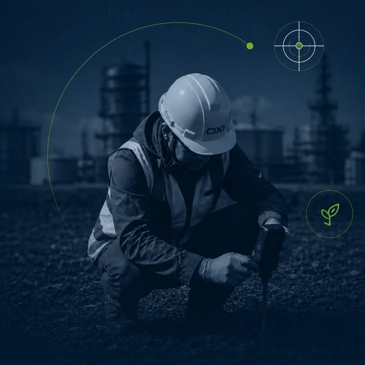 Técnico em campo realizando avaliação ambiental